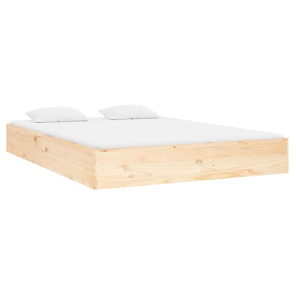 vidaXL Bed Frame without Mattress Solid Wood 135x190 cm Double - Brown - 203.5 x 181 x 66 cm