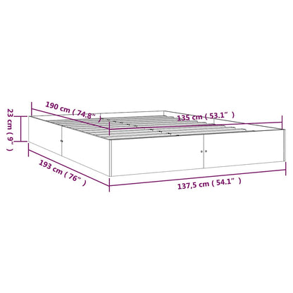 vidaXL Bed Frame without Mattress Solid Wood 135x190 cm Double - Brown - 203.5 x 181 x 66 cm