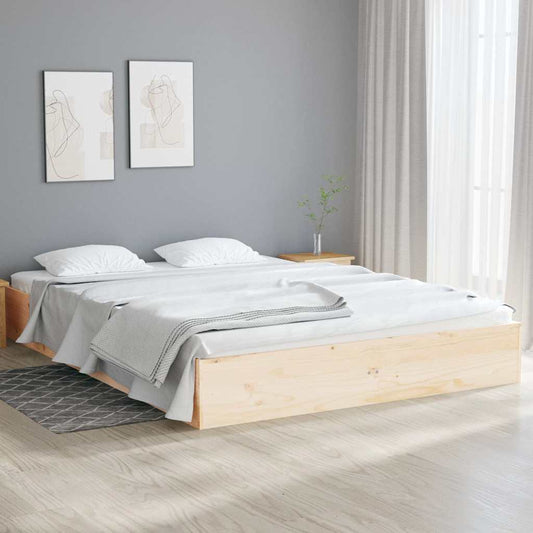 vidaXL Bed Frame without Mattress Solid Wood 140x190 cm - Brown - 193.5 x 181 x 66 cm
