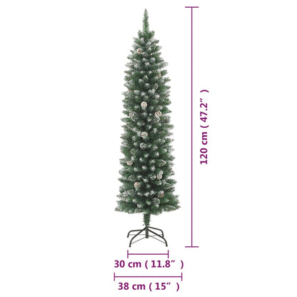 vidaXL Artificial Slim Christmas Tree with Stand 120 cm PVC - Green