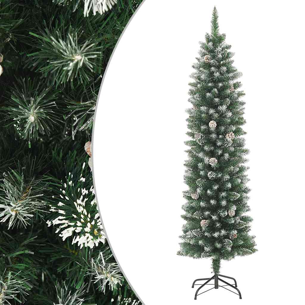 vidaXL Artificial Slim Christmas Tree with Stand 180 cm PVC - Green