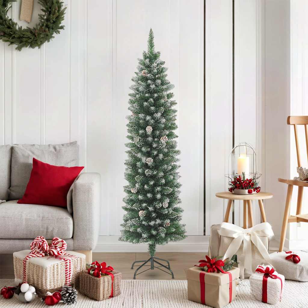 vidaXL Artificial Slim Christmas Tree with Stand 180 cm PVC - Green