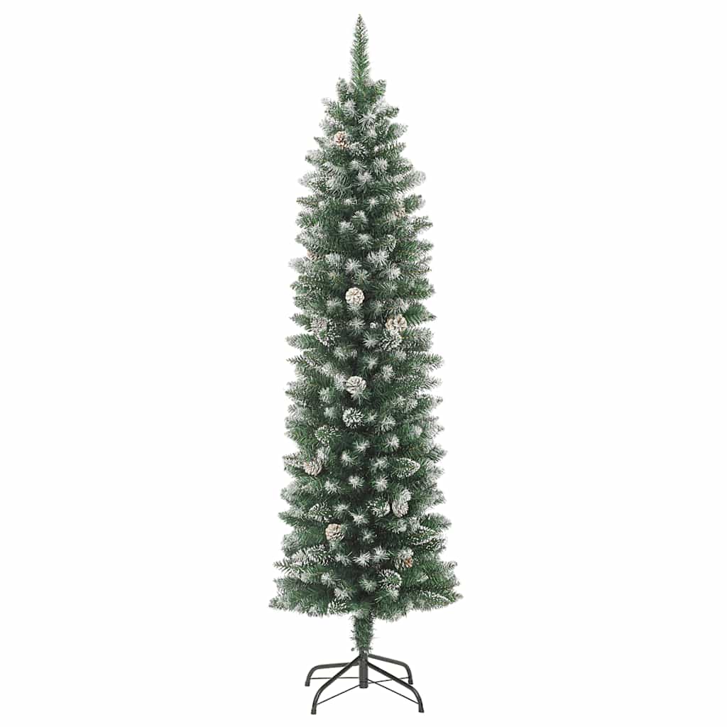 vidaXL Artificial Slim Christmas Tree with Stand 180 cm PVC - Green