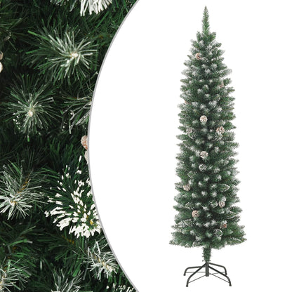 vidaXL Artificial Slim Christmas Tree with Stand 210 cm PVC - Green