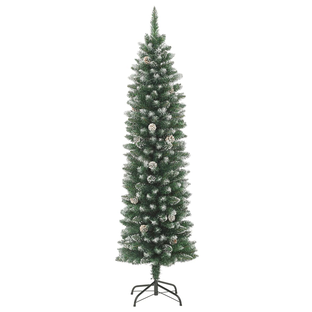 vidaXL Artificial Slim Christmas Tree with Stand 240 cm PVC - Green