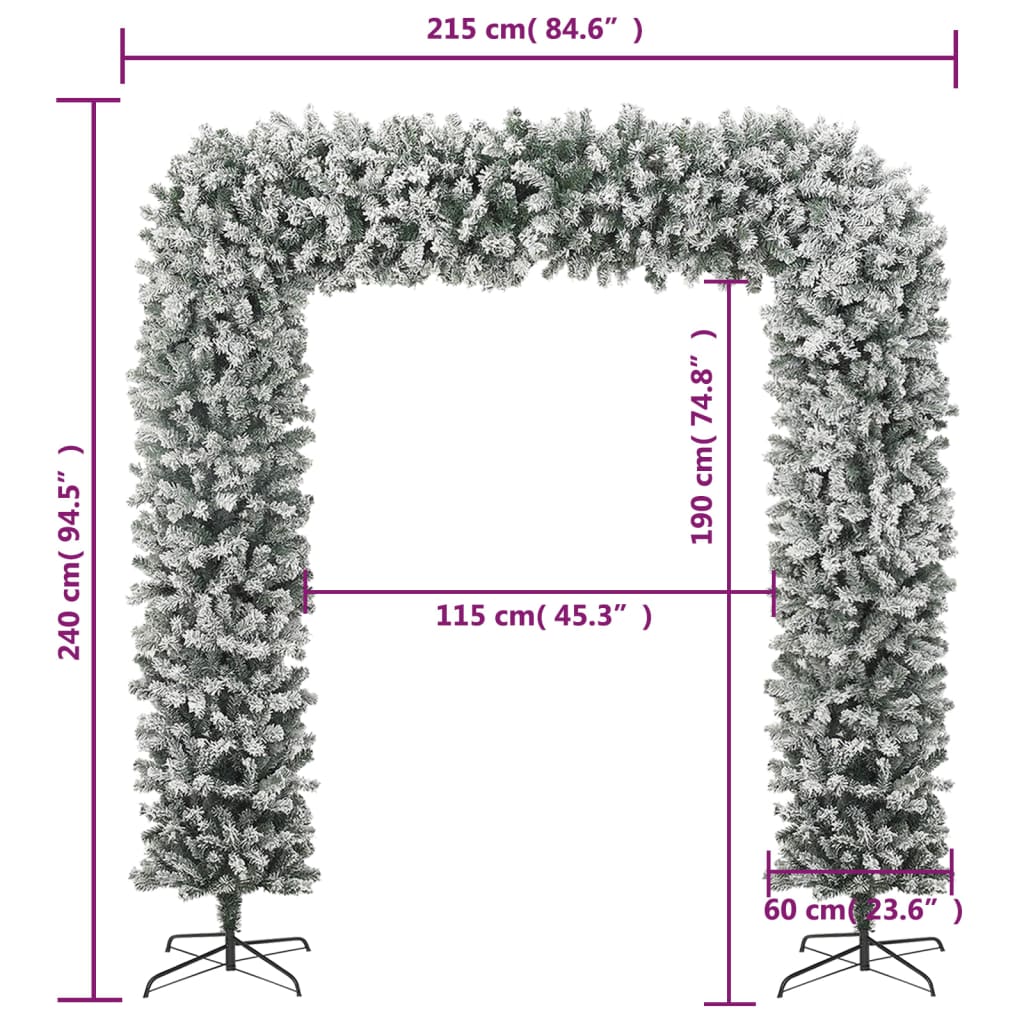 vidaXL Christmas Tree Arch with Flocked Snow 240 cm - White - 240 x 215 cm