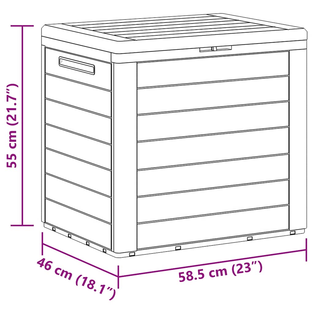 vidaXL Garden Storage Box Anthracite 58.5x46x55 cm Polypropylene