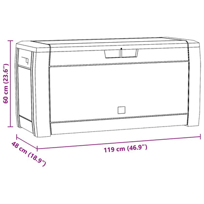 vidaXL Garden Storage Box Brown 119x48x60 cm PP
