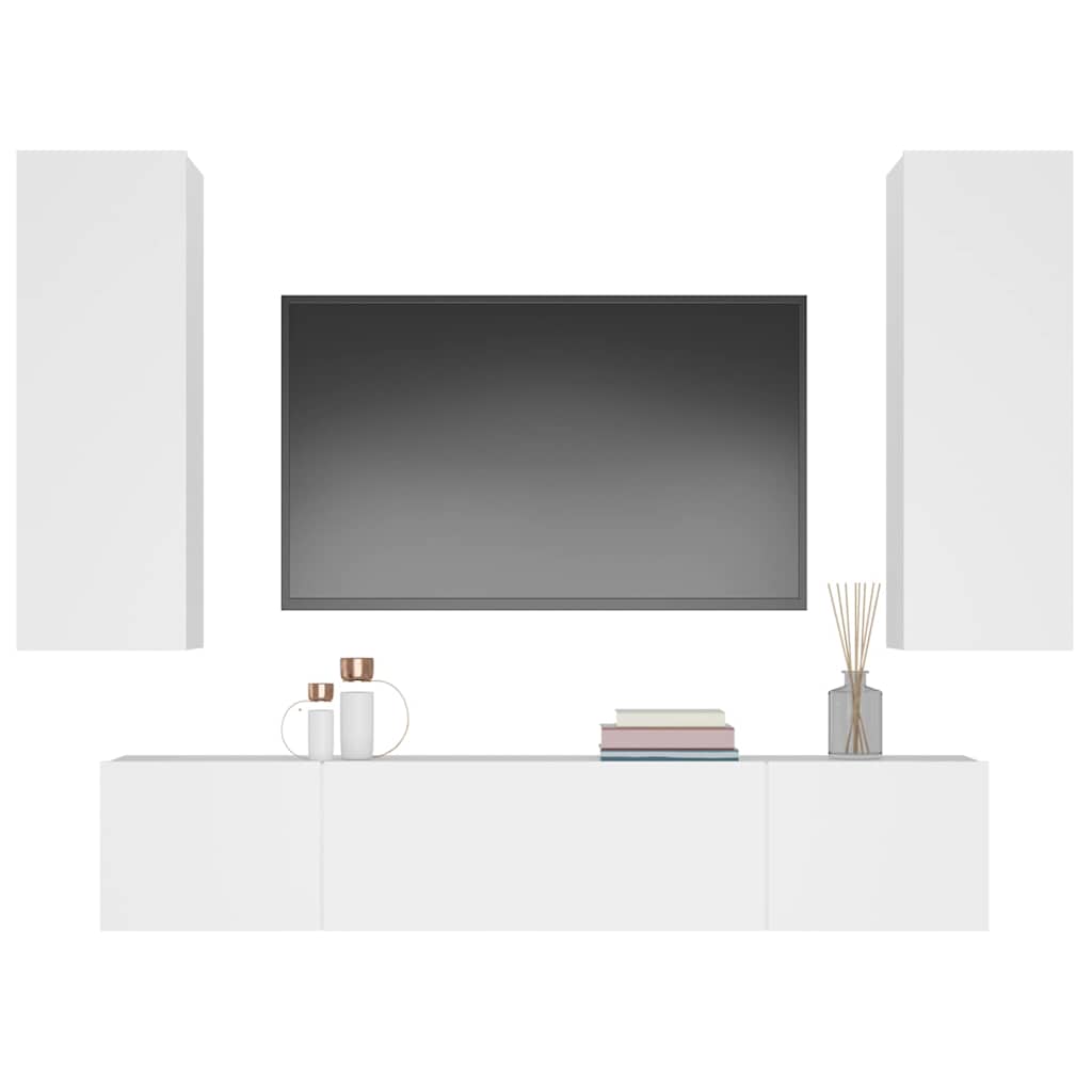 vidaXL 4 Piece TV Cabinet Set White Engineered Wood - 80 x 30 x 30 cm - 67406