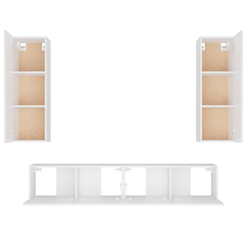 vidaXL 4 Piece TV Cabinet Set White Engineered Wood - 80 x 30 x 30 cm - 67406