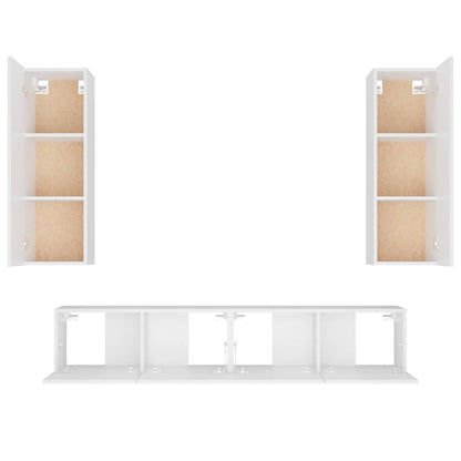 vidaXL 4 Piece TV Cabinet Set White Engineered Wood - 80 x 30 x 30 cm - 67406