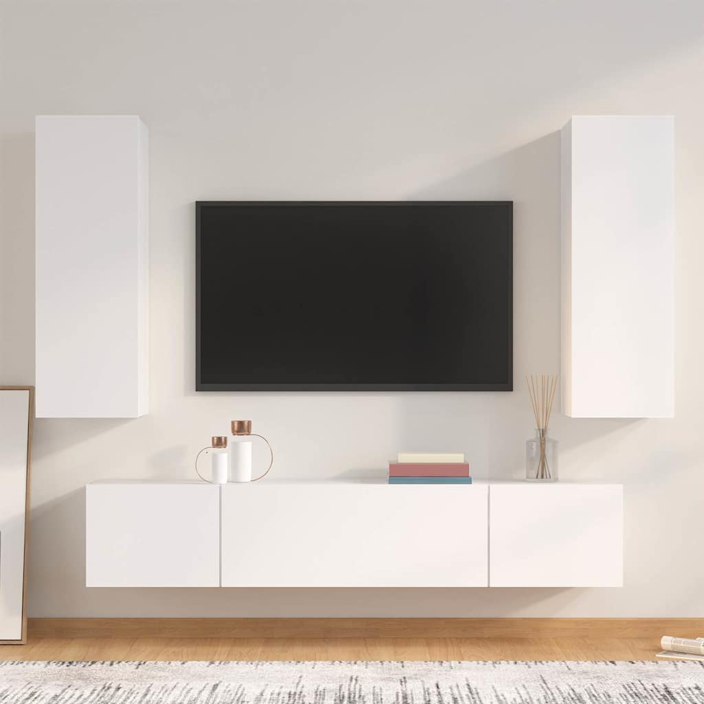 vidaXL 4 Piece TV Cabinet Set White Engineered Wood - 80 x 30 x 30 cm - 67406