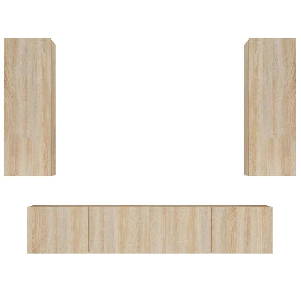 vidaXL 4 Piece TV Cabinet Set Sonoma Oak Engineered Wood - Brown - 30.5 x 30 x 90 cm