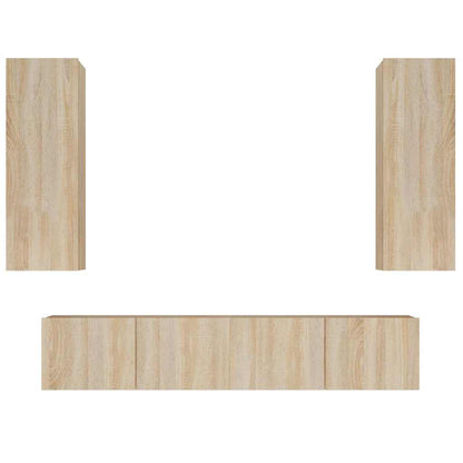vidaXL 4 Piece TV Cabinet Set Sonoma Oak Engineered Wood - Brown - 30.5 x 30 x 90 cm