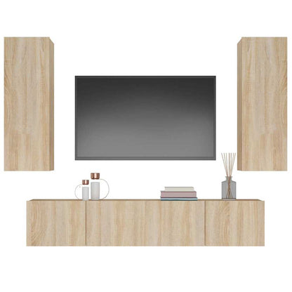 vidaXL 4 Piece TV Cabinet Set Sonoma Oak Engineered Wood - Brown - 30.5 x 30 x 90 cm