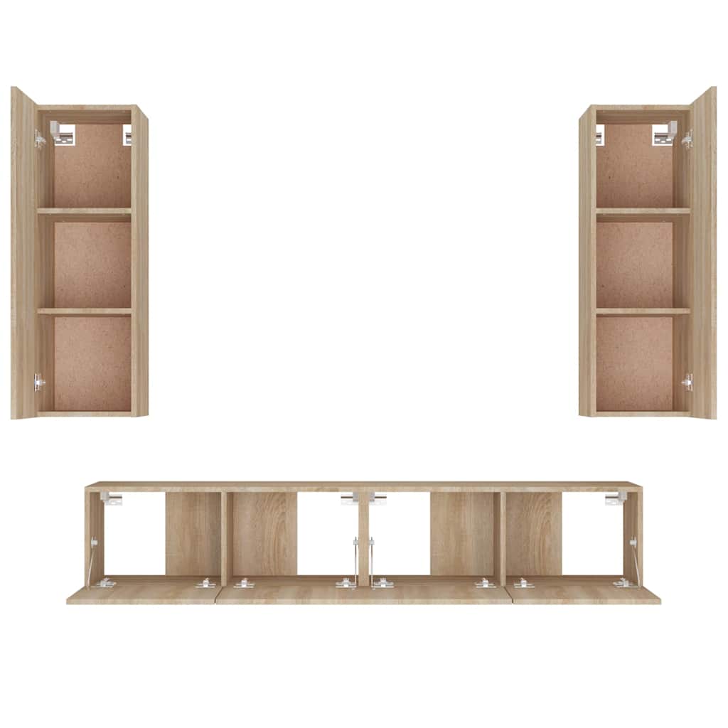 vidaXL 4 Piece TV Cabinet Set Sonoma Oak Engineered Wood - Brown - 30.5 x 30 x 90 cm