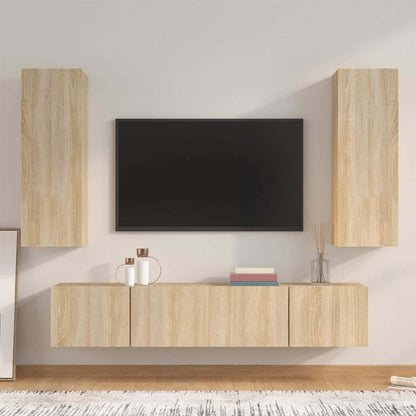 vidaXL 4 Piece TV Cabinet Set Sonoma Oak Engineered Wood - Brown - 30.5 x 30 x 90 cm