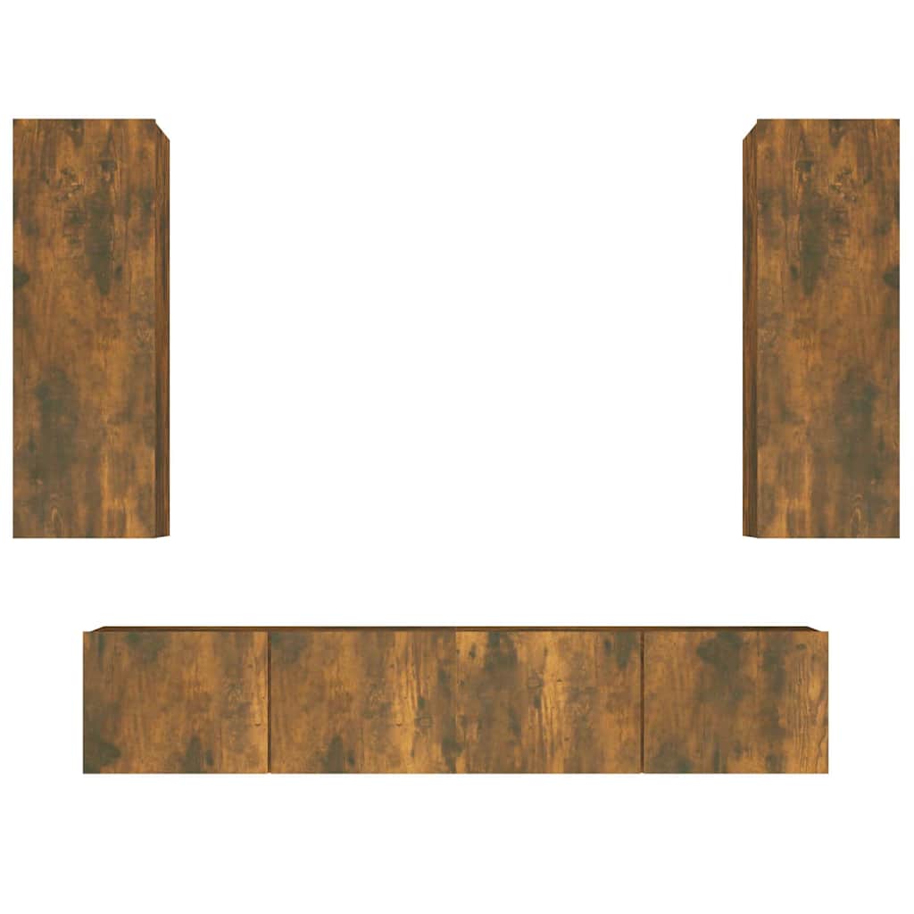vidaXL 4 Piece TV Cabinet Set Smoked Oak Engineered Wood - Brown - 30.5 x 30 x 90 cm