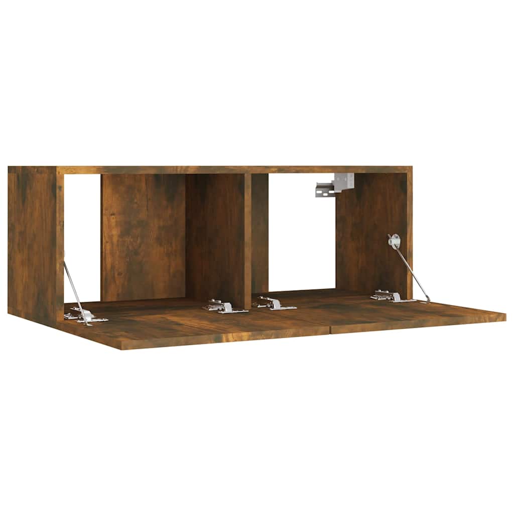 vidaXL 4 Piece TV Cabinet Set Smoked Oak Engineered Wood - Brown - 30.5 x 30 x 90 cm
