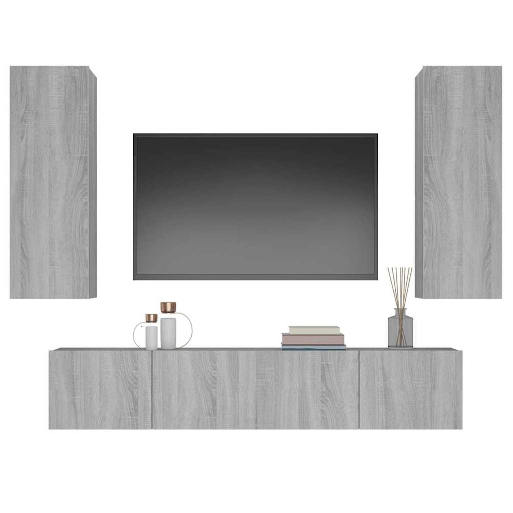 vidaXL 4 Piece TV Cabinet Set Grey Sonoma Engineered Wood - 30.5 x 30 x 90 cm