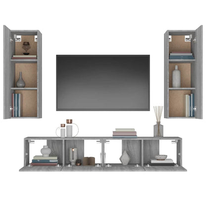 vidaXL 4 Piece TV Cabinet Set Grey Sonoma Engineered Wood - 30.5 x 30 x 90 cm
