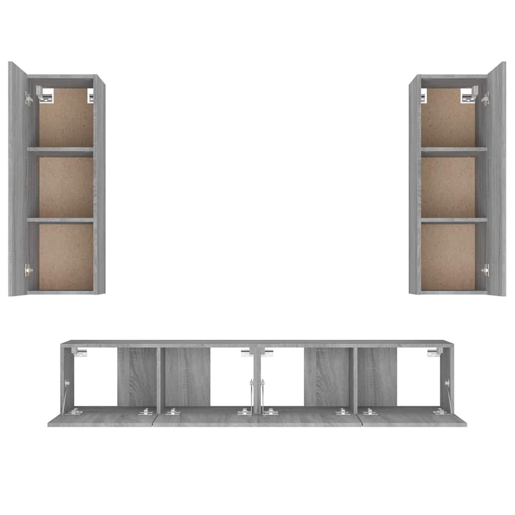 vidaXL 4 Piece TV Cabinet Set Grey Sonoma Engineered Wood - 30.5 x 30 x 90 cm