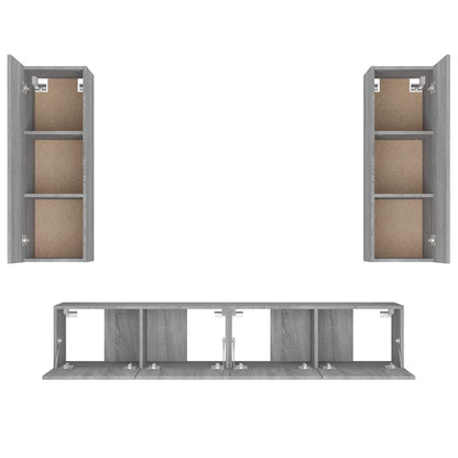 vidaXL 4 Piece TV Cabinet Set Grey Sonoma Engineered Wood - 30.5 x 30 x 90 cm