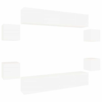 vidaXL 8 Piece TV Cabinet Set White Engineered Wood - 80 x 30 x 30 cm - 67423