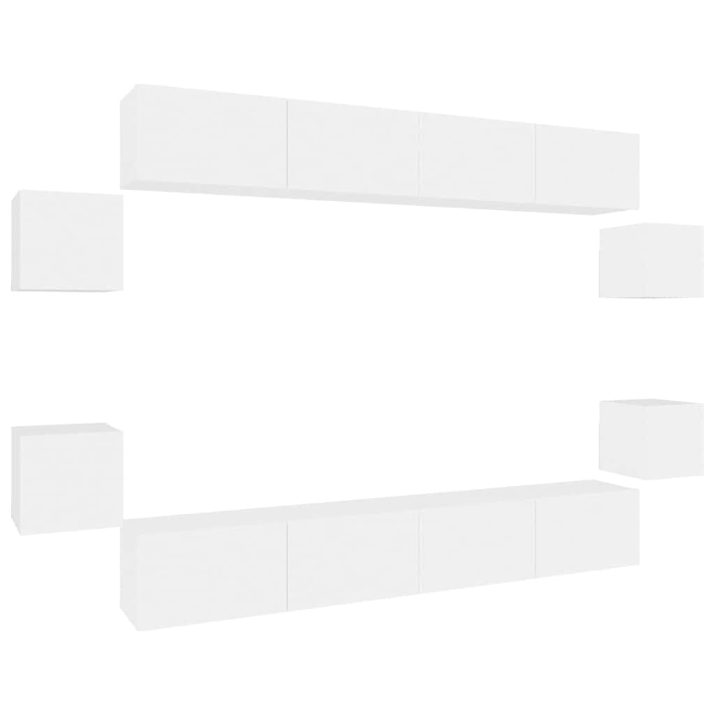 vidaXL 8 Piece TV Cabinet Set White Engineered Wood - 100 x 30 x 30 cm - 67427