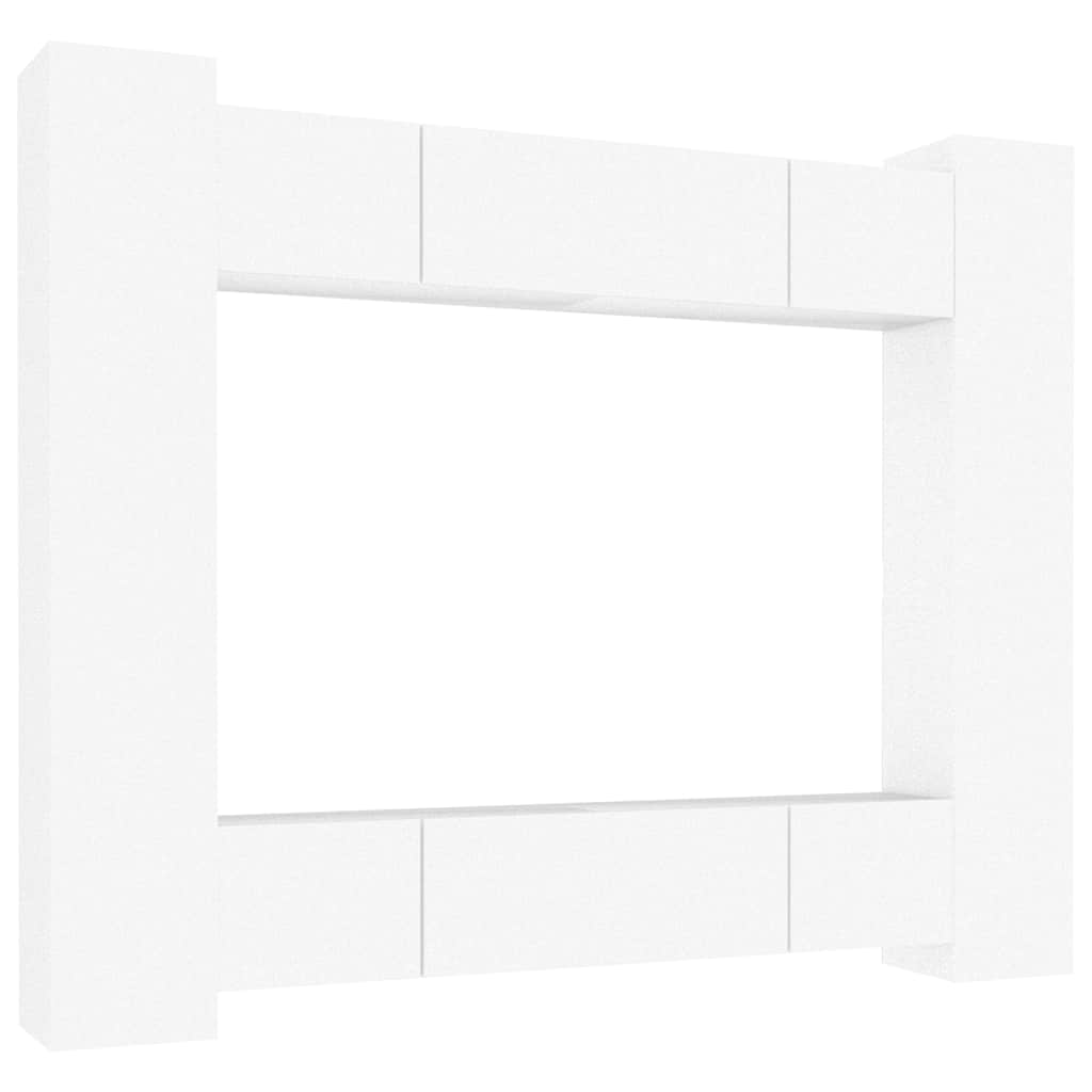 vidaXL 8 Piece TV Cabinet Set White Engineered Wood - 80 x 30 x 30 cm - 67432