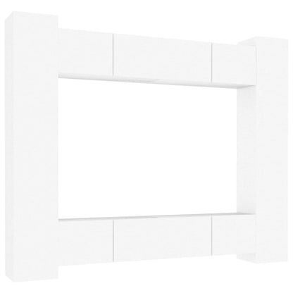 vidaXL 8 Piece TV Cabinet Set White Engineered Wood - 80 x 30 x 30 cm - 67432
