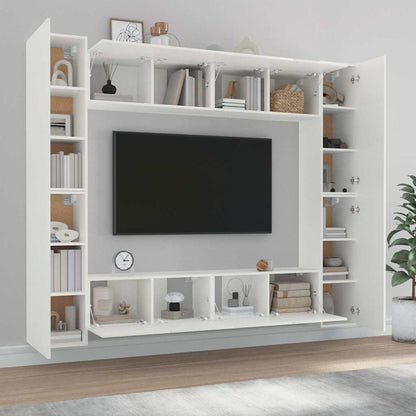 vidaXL 8 Piece TV Cabinet Set White Engineered Wood - 80 x 30 x 30 cm - 67432