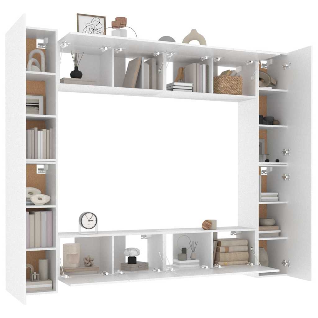 vidaXL 8 Piece TV Cabinet Set White Engineered Wood - 80 x 30 x 30 cm - 67432