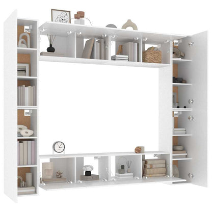 vidaXL 8 Piece TV Cabinet Set White Engineered Wood - 80 x 30 x 30 cm - 67432