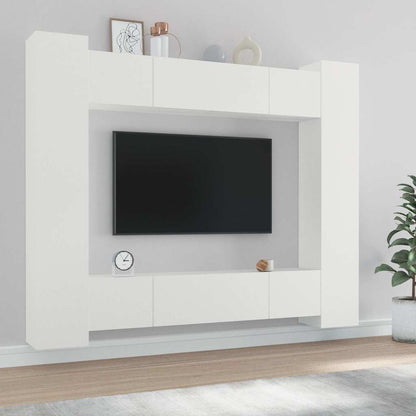 vidaXL 8 Piece TV Cabinet Set White Engineered Wood - 80 x 30 x 30 cm - 67432