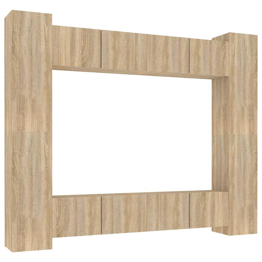 vidaXL 8 Piece TV Cabinet Set Sonoma Oak Engineered Wood - Brown - 30.5 x 30 x 90 cm