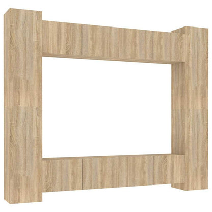 vidaXL 8 Piece TV Cabinet Set Sonoma Oak Engineered Wood - Brown - 30.5 x 30 x 90 cm