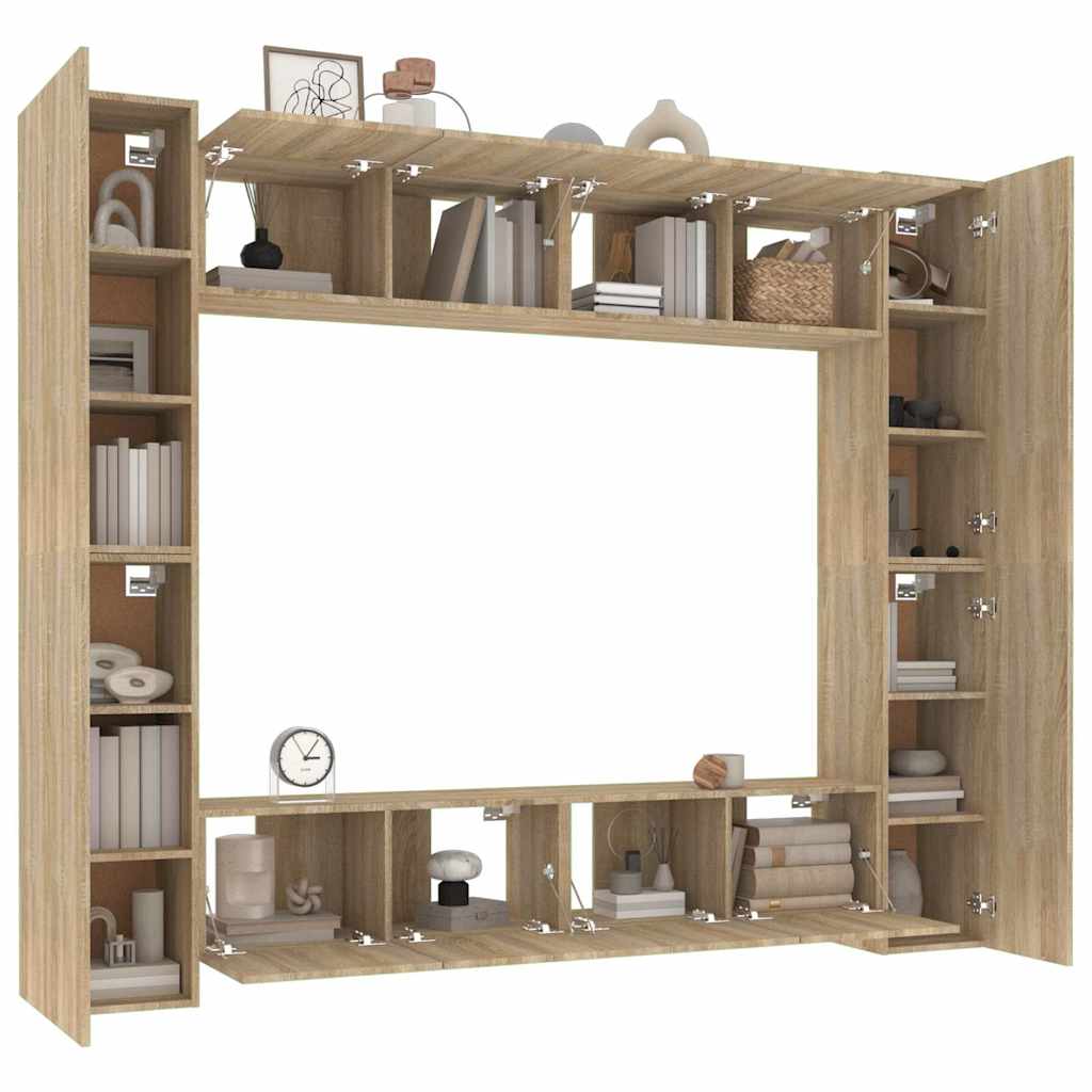 vidaXL 8 Piece TV Cabinet Set Sonoma Oak Engineered Wood - Brown - 30.5 x 30 x 90 cm