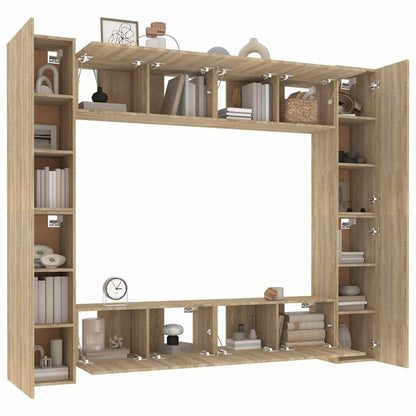 vidaXL 8 Piece TV Cabinet Set Sonoma Oak Engineered Wood - Brown - 30.5 x 30 x 90 cm