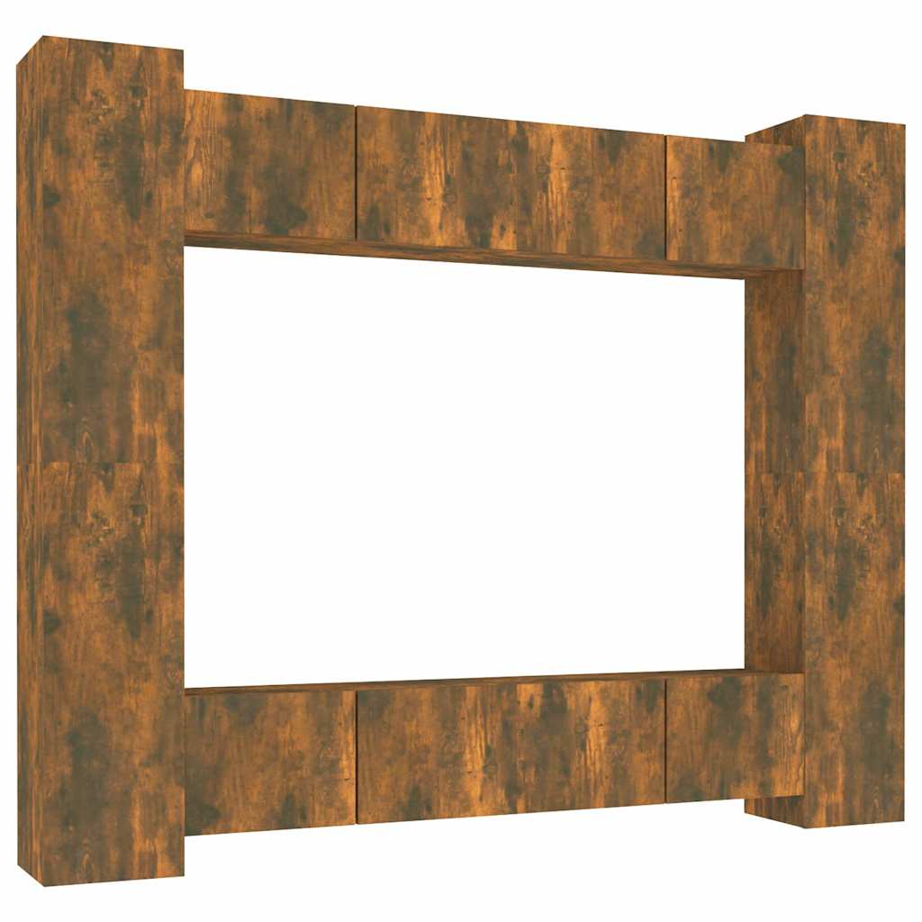 vidaXL 8 Piece TV Cabinet Set Smoked Oak Engineered Wood - Brown - 30.5 x 30 x 90 cm