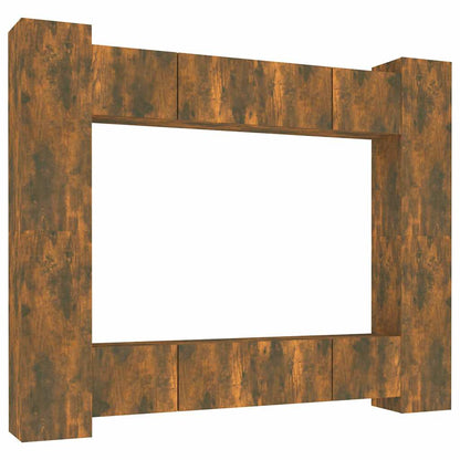 vidaXL 8 Piece TV Cabinet Set Smoked Oak Engineered Wood - Brown - 30.5 x 30 x 90 cm