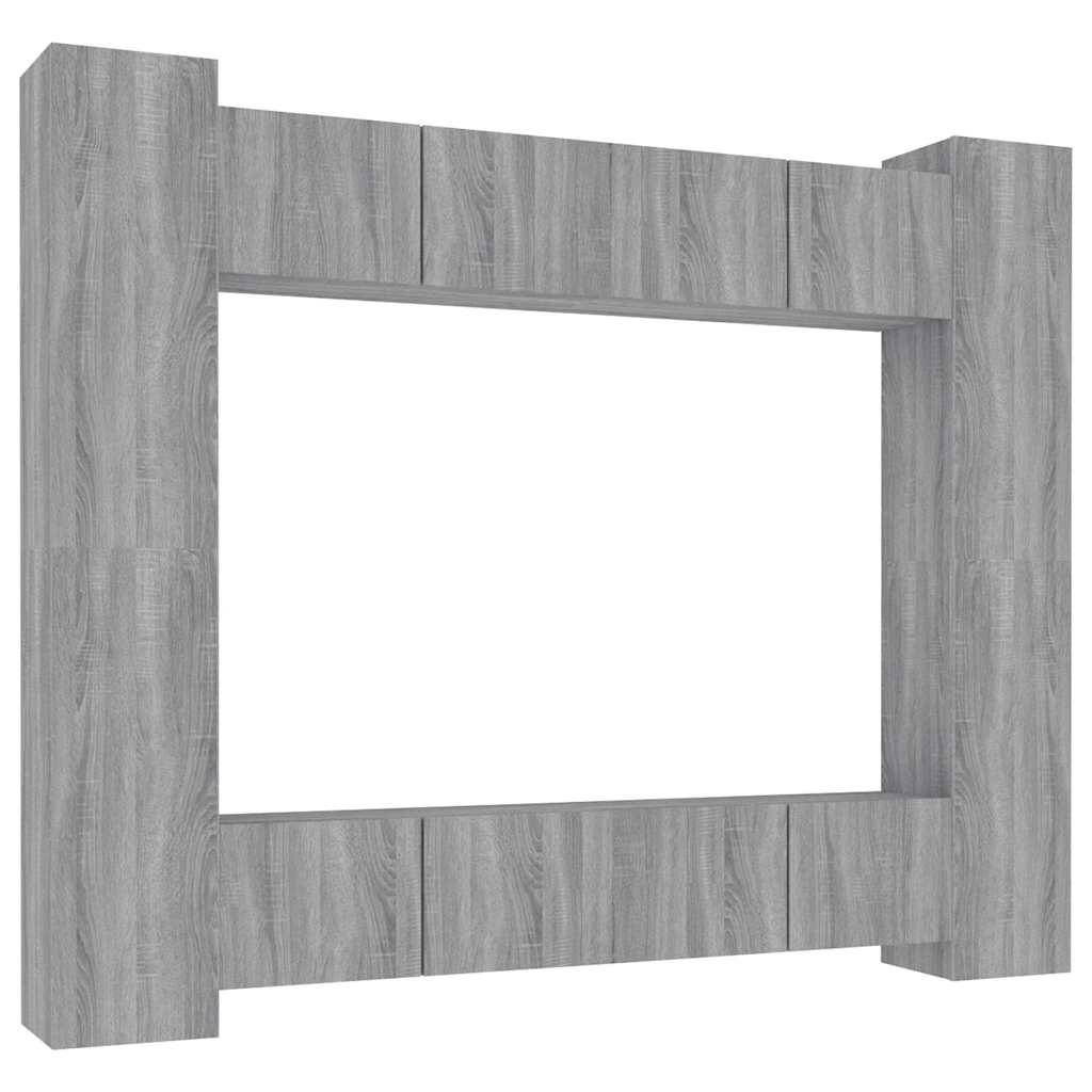 vidaXL 8 Piece TV Cabinet Set Grey Sonoma Engineered Wood - 30.5 x 30 x 90 cm