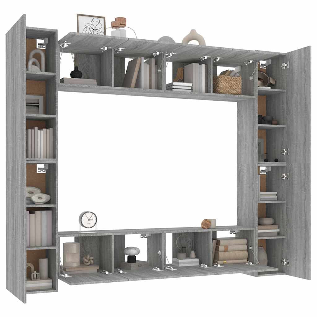 vidaXL 8 Piece TV Cabinet Set Grey Sonoma Engineered Wood - 30.5 x 30 x 90 cm