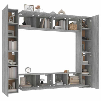 vidaXL 8 Piece TV Cabinet Set Grey Sonoma Engineered Wood - 30.5 x 30 x 90 cm