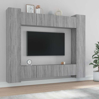 vidaXL 8 Piece TV Cabinet Set Grey Sonoma Engineered Wood - 30.5 x 30 x 90 cm