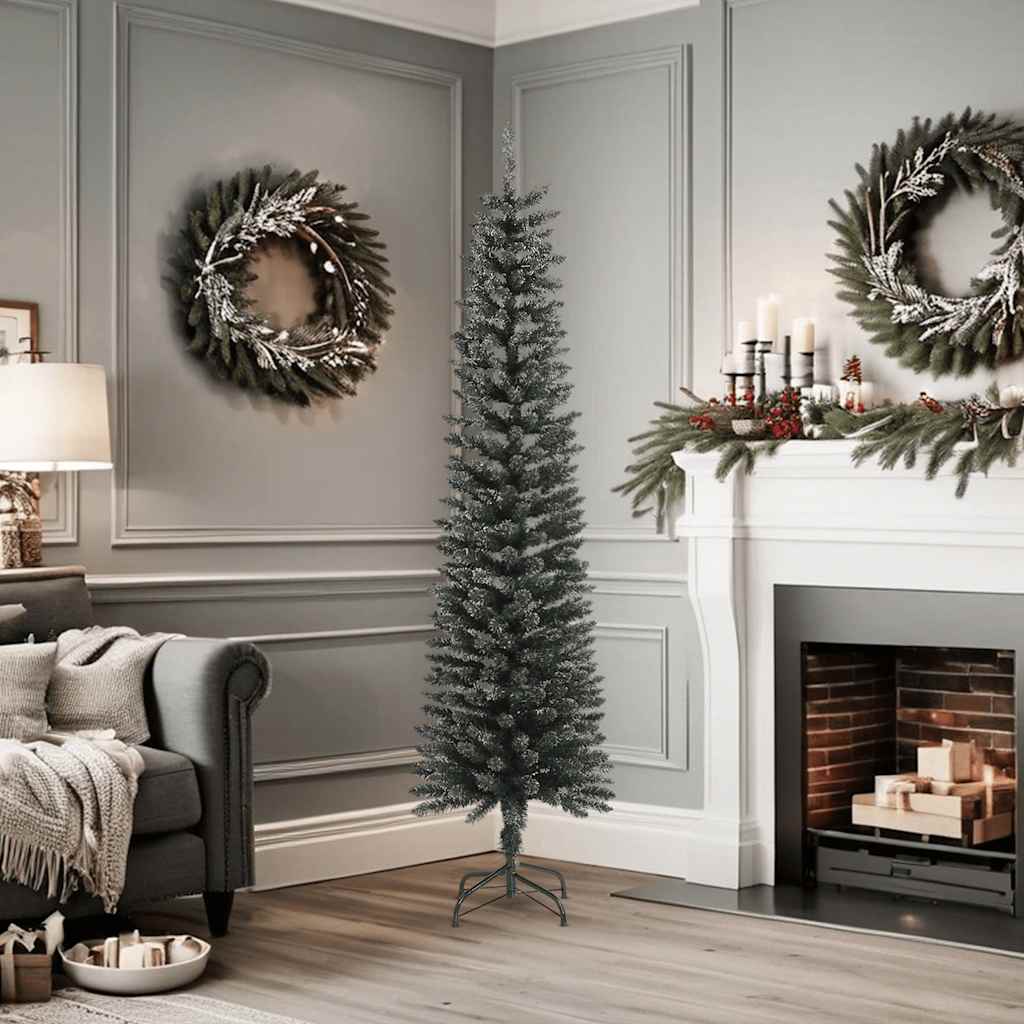 vidaXL Artificial Slim Christmas Tree with Stand Green 180 cm PVC