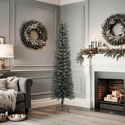 vidaXL Artificial Slim Christmas Tree with Stand Green 180 cm PVC