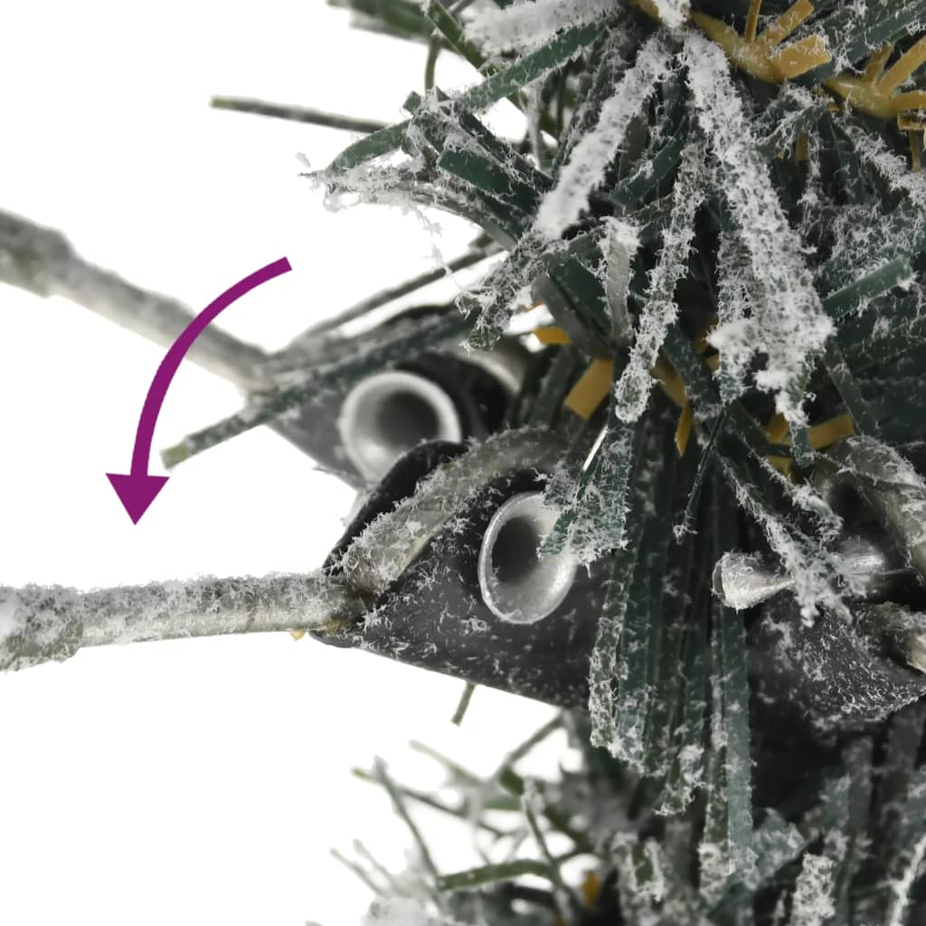vidaXL Artificial Slim Christmas Tree with Flocked Snow 180 cm PVC&PE - White - 180 x 55 cm
