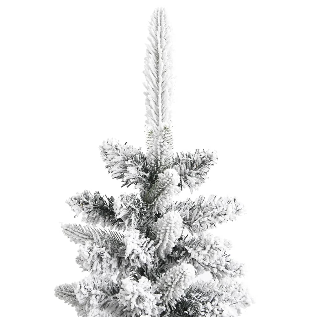 vidaXL Artificial Slim Christmas Tree with Flocked Snow 180 cm PVC&PE - White - 180 x 55 cm