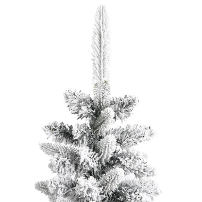 vidaXL Artificial Slim Christmas Tree with Flocked Snow 180 cm PVC&PE - White - 180 x 55 cm